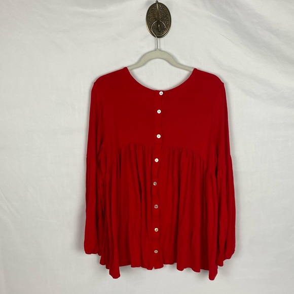 Anthropologie Eri + Ali Button Back Swing Top Red Size XL - Picture 6 of 9